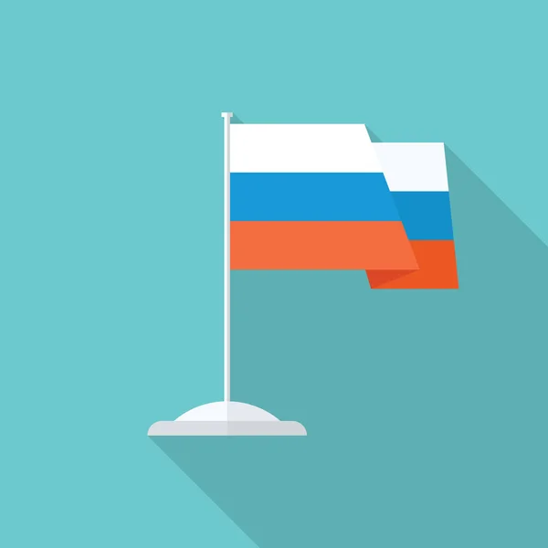 Drapeau de Russie avec icône plate mât de drapeau. Illustration vectorielle — Image vectorielle