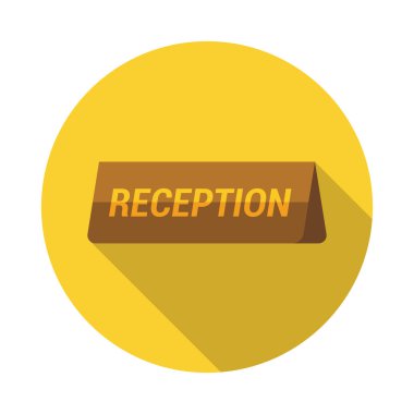 Otel Resepsiyon plaka düz tasarım simgesi. Vektör çizim.