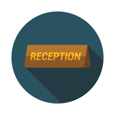 Otel Resepsiyon plaka düz tasarım simgesi. Vektör çizim.