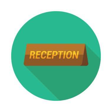 Otel Resepsiyon plaka düz tasarım simgesi. Vektör çizim.