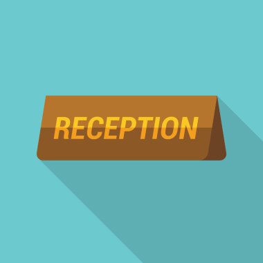 Otel Resepsiyon plaka düz tasarım simgesi. Vektör çizim.