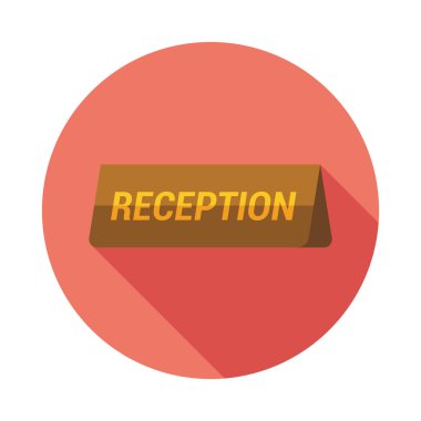 Otel Resepsiyon plaka düz tasarım simgesi. Vektör çizim.