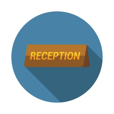 Otel Resepsiyon plaka düz tasarım simgesi. Vektör çizim.