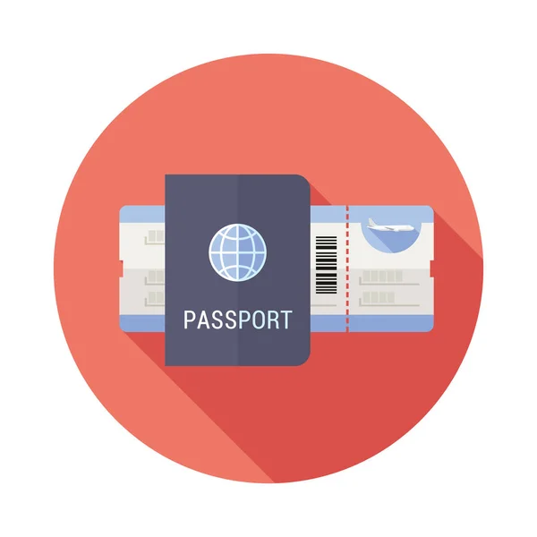 보 딩 패스 티켓과 여권 플랫 아이콘 — 스톡 벡터