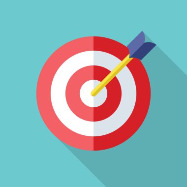 Düz hedef ve ok simge tasarlamak vektör. Koleksiyonu