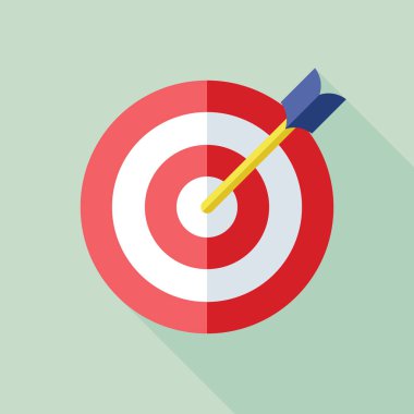 Düz hedef ve ok simge tasarlamak vektör. Koleksiyonu