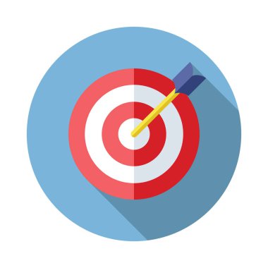 Düz hedef ve ok simge tasarlamak vektör. Koleksiyonu