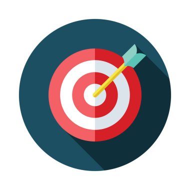 Düz hedef ve ok simge tasarlamak vektör. Koleksiyonu