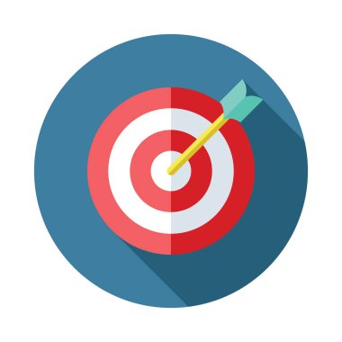 Düz stil uzun gölgeler ile hedef ve ok vektör simge tasarlamak. Koleksiyonu