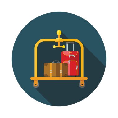 Bagaj arabası simgesi. Otel sepeti simgesi. Düz vektör çizim