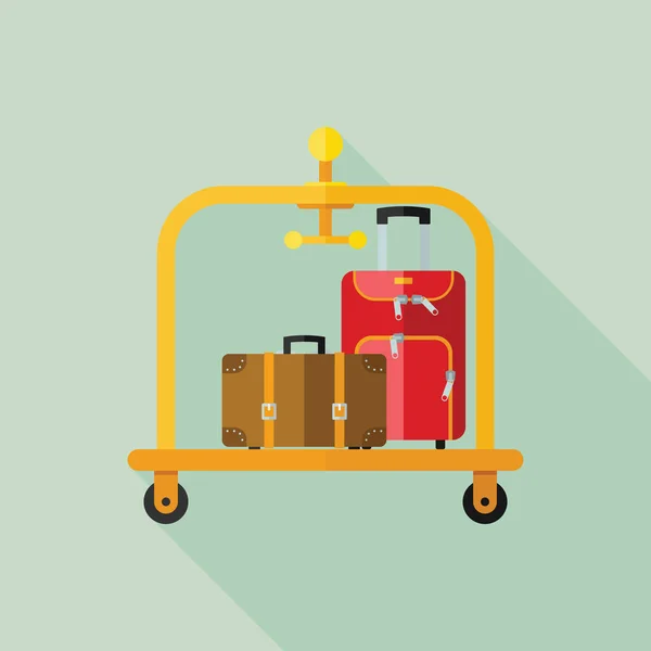 Ícone do carrinho de bagagem. Hotel cart icon.Flat vector Ilustração — Vetor de Stock
