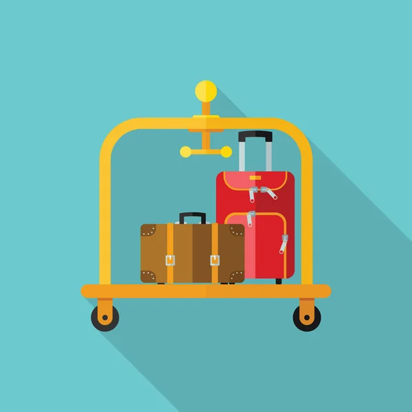 Ícone do carrinho de bagagem. Hotel cart icon.Flat vector Ilustração — Vetor de Stock