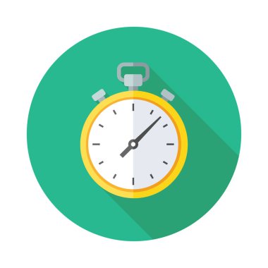 Kronometre simgesi. Uzun gölge düz tasarım. Vektör çizim.