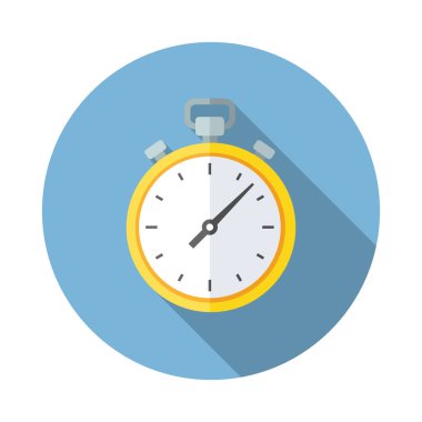 Kronometre simgesi. Uzun gölge düz tasarım. Vektör çizim.