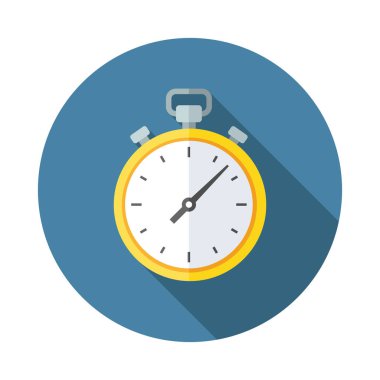 Kronometre simgesi. Uzun gölge düz tasarım. Vektör çizim.