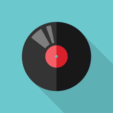 Vektör vinil kayıt düz simgesi