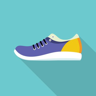 Parlak renkli çalışan spor ayakkabı ayakkabı düz simgesiyle.