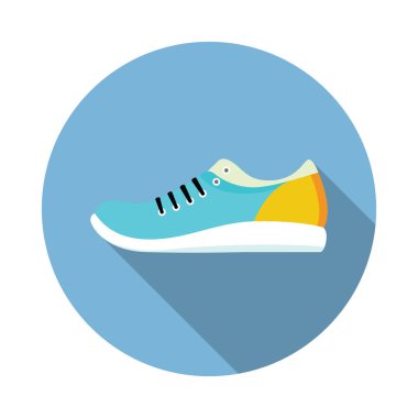 Parlak renkli çalışan spor ayakkabı ayakkabı düz simgesiyle.