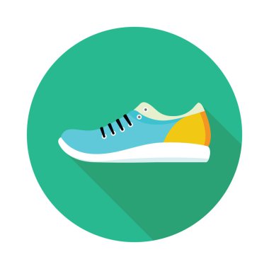 Parlak renkli çalışan spor ayakkabı ayakkabı düz simgesiyle.