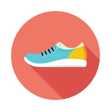 Parlak renkli çalışan spor ayakkabı ayakkabı düz simgesiyle.