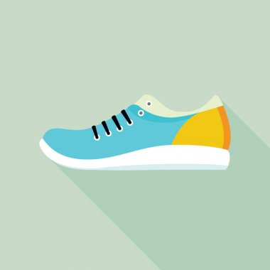 Parlak renkli çalışan spor ayakkabı ayakkabı düz simgesiyle.