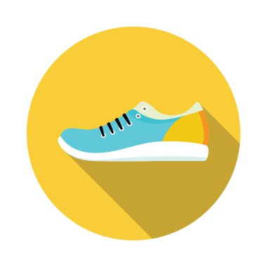 Parlak renkli çalışan spor ayakkabı ayakkabı düz simgesiyle.