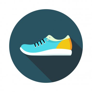 Parlak renkli çalışan spor ayakkabı ayakkabı düz simgesiyle.