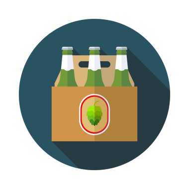 Bira şişeleri kutusunu düz simgesi