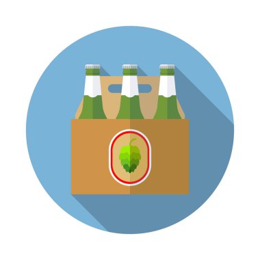 Bira şişeleri kutusunu düz simgesi