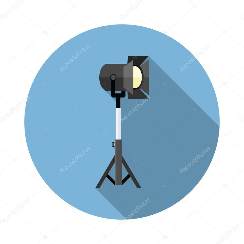 Movie spotlight flat icon with long shadow