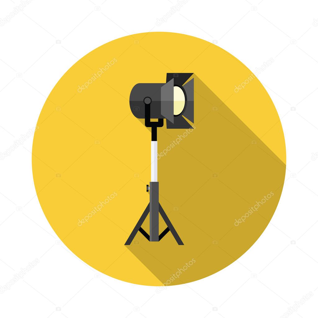 Movie spotlight flat icon with long shadow