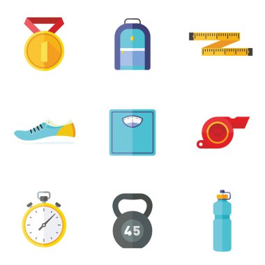 Fitness düz simgeler kümesi