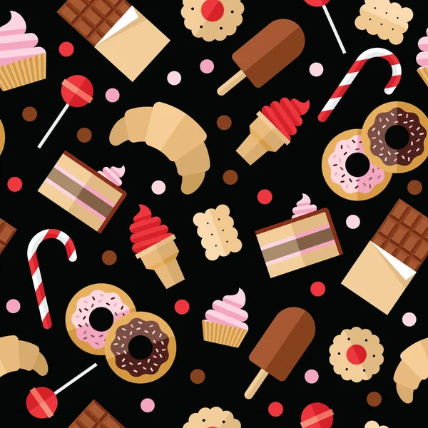 Dikişsiz desen tatlı tatlı düz Icon set