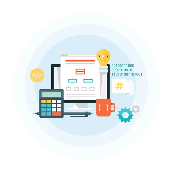 プログラミングとコーディング概念。フラットなデザインのベクトル図. — ストックベクタ