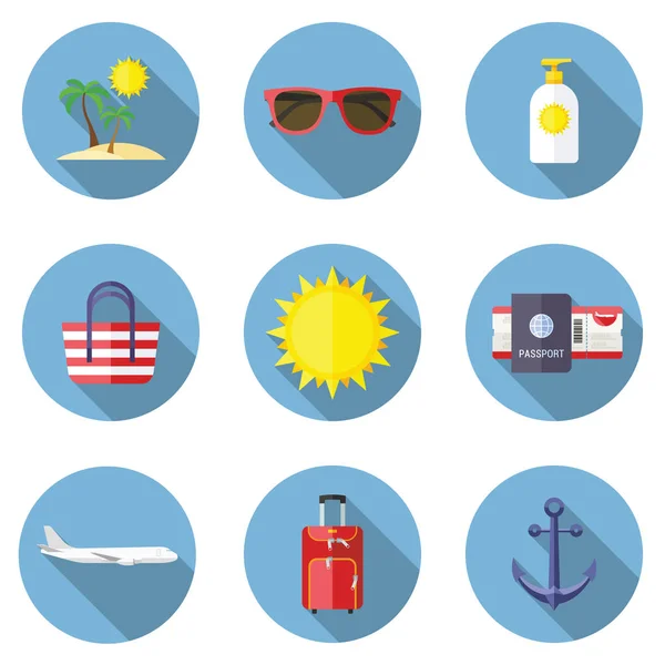 Travel Icons Set flat design — Stock Vector