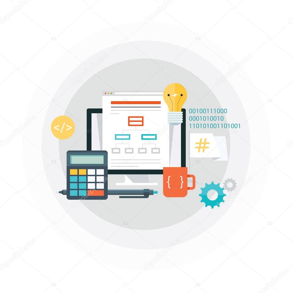 Vector of Programming and coding concept. Flat design vector illustration. Programming and coding concept. Flat design vector illustration. stock vector