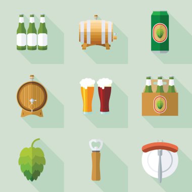 Düz bira simgeleri simge seti