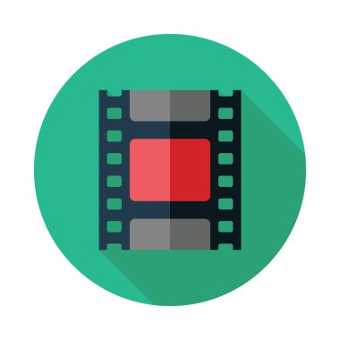 Video simgesi. Uzun gölge tasarım koleksiyonu ile düz vektör simgesi.