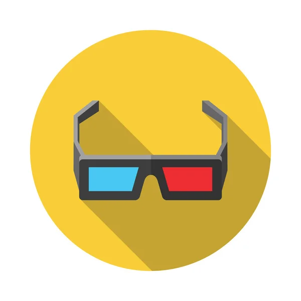 Icon of 3D Cinema Glasses. Flat style illustration with long shadow — Stock Vector
