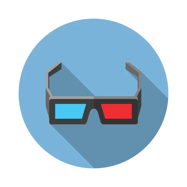 Icono de gafas de cine 3D. Ilustración de estilo plano con sombra larga — Vector de stock