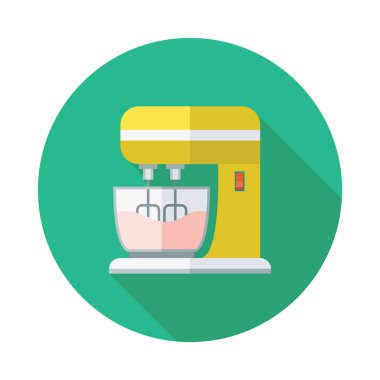 uzun gölge ile mutfak eşyaları elektronik çırpıcı düz simgesi