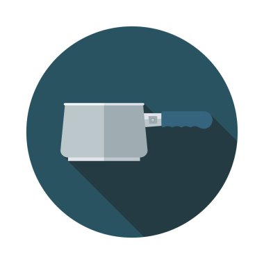 Uzun gölge ile mutfak eşyaları pot düz simgesi. Vektör çizim