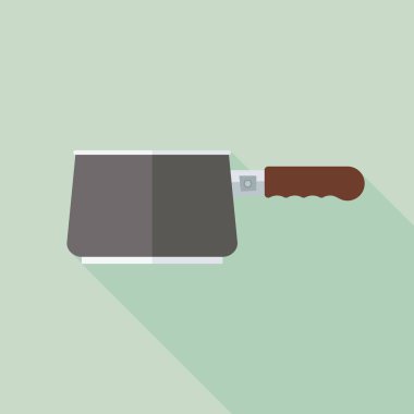 Uzun gölge ile mutfak eşyaları pot düz simgesi. Vektör çizim