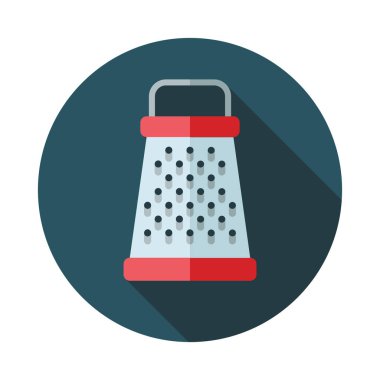 uzun gölge ile mutfak eşyaları rende düz simgesi