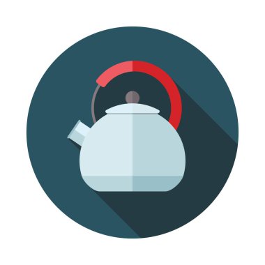 Uzun gölgeli su ısıtıcısı. Vektör simgesi, illüstrasyon. Modern tasarım