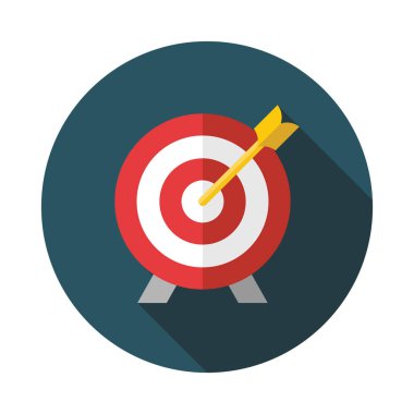 Düz stil uzun gölgeler ile hedef ve ok vektör simge tasarlamak. Koleksiyonu.