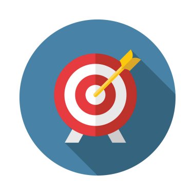 Düz stil uzun gölgeler ile hedef ve ok vektör simge tasarlamak. Koleksiyonu.