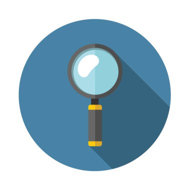 Büyüteç simgesini, düz çizmek ile uzun gölge, vektör çizim