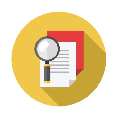 Arama belge uzun gölge düz simgesi. Vektör çizim.