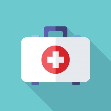 İlk yardım seti, düz stil simge uzun gölge ile